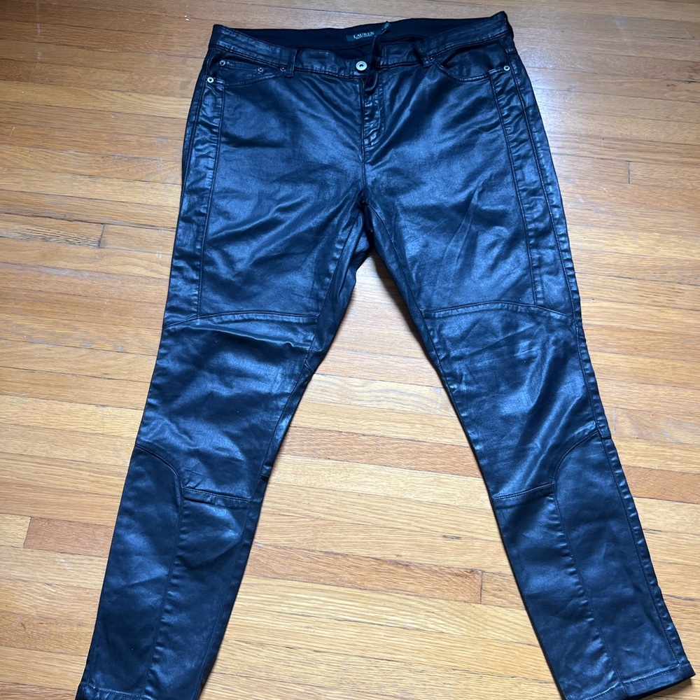 Lauren Ralph Lauren Black Leather Skinny Pants